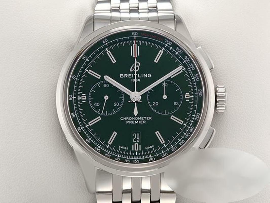  Breitling for Bentley Premier B01 Chronograph 42 British Racing Green Edelstahl Ab0118 2019 Automatik Stahl Steel Green Dial 