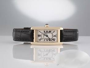 Thumbnail von Cartier Tank Américaine Lady Tank Americaine Gelbgold 750 Lederband Damen 18kt Yellow Gold