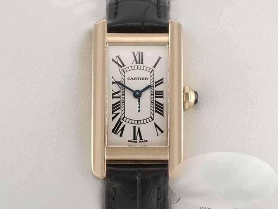  Cartier Tank Américaine Lady Tank Americaine Gelbgold 750 Lederband Damen 18kt Yellow Gold 