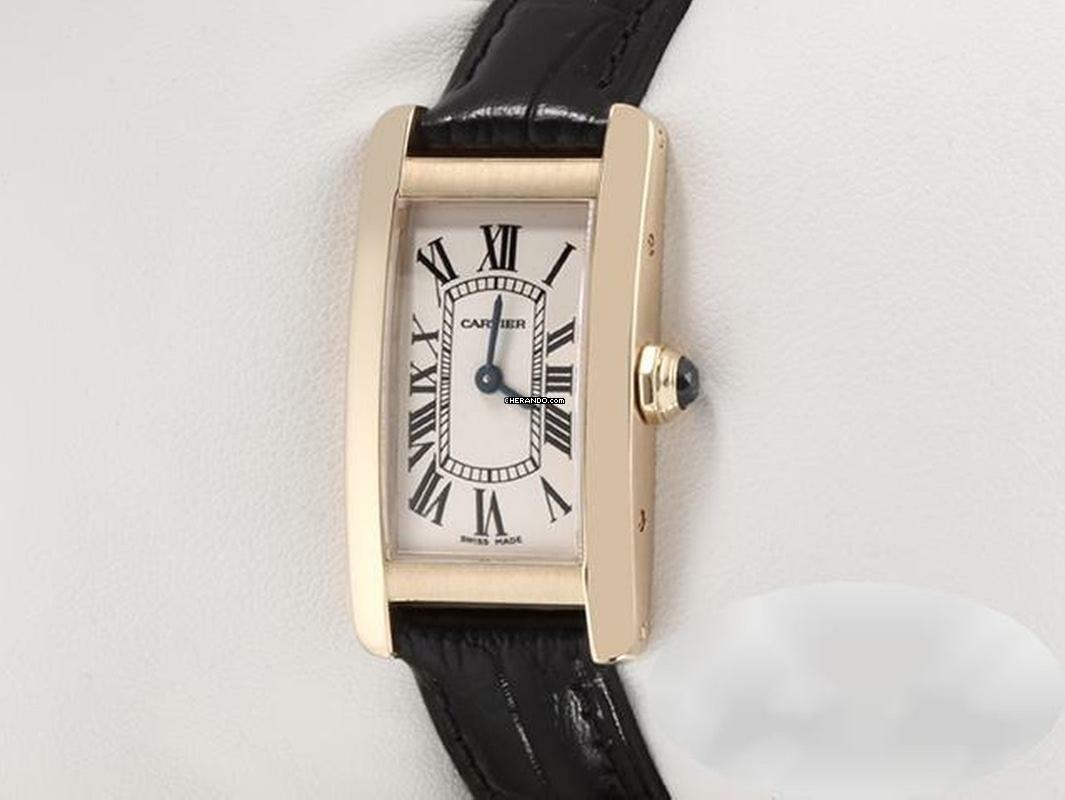 Thumbnail von Cartier Tank Américaine Lady Tank Americaine Gelbgold 750 Lederband Damen 18kt Yellow Gold