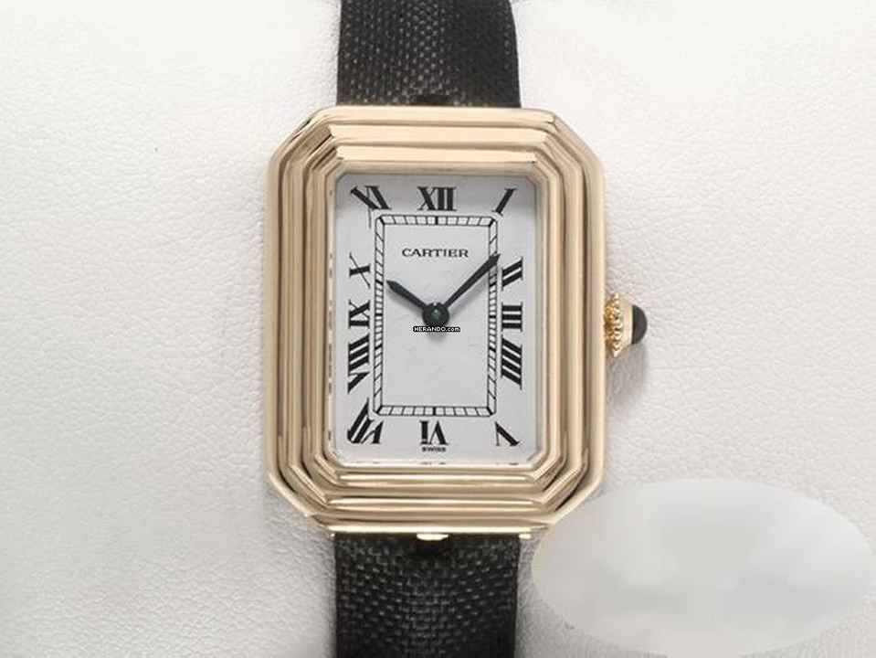  Cartier Cristallor Paris 78095 Gelbgold 750 Stoffband Handaufzug Lady Damen 18kt Yellow Gold White Dial 