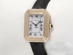 Thumbnail von Cartier Cristallor Paris 78095 Gelbgold 750 Stoffband Handaufzug Lady Damen 18kt Yellow Gold White Dial
