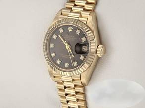 Thumbnail von Rolex Lady-Datejust Gelbgold 750 Diamanten Automatik 18kt Yellow Gold Damen President-band Chronometer Oyster Black Dial