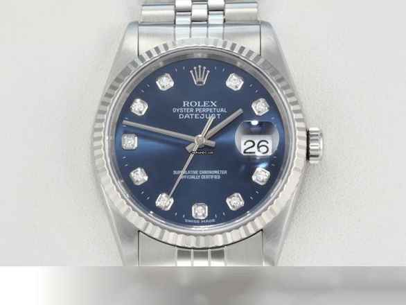  Rolex Datejust 36 36mm 16234 2000 Stahl Weissgold 750 Diamanten Automatik Stainless Steel 18kt White Gold Jubilé-band Chronometer Oyster Blue Dial 