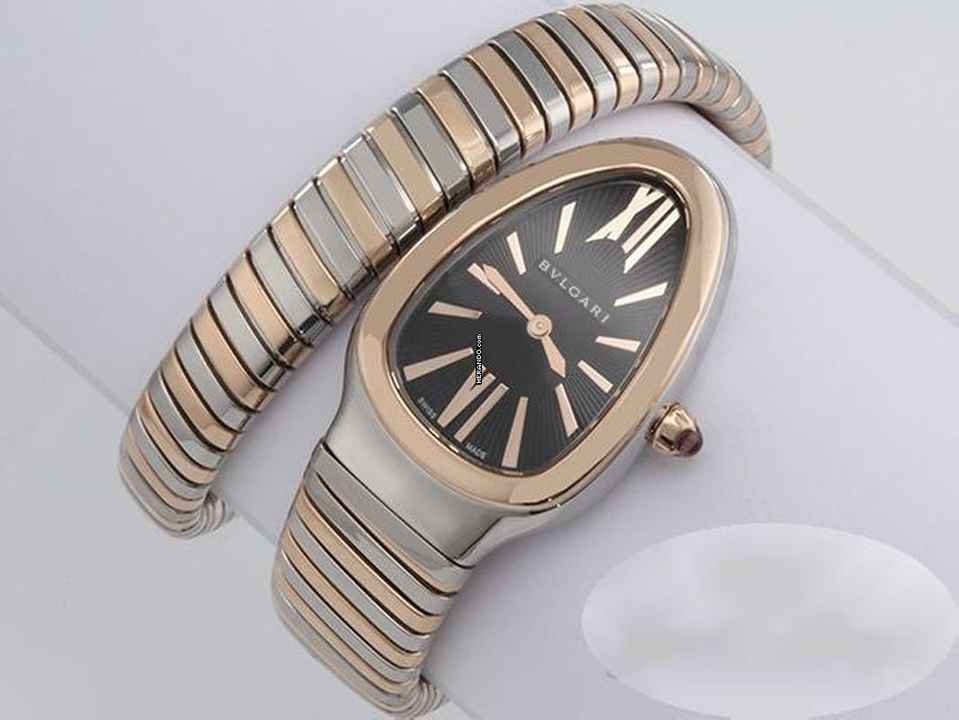  Bulgari Serpenti Tubogas Edelstahl Rosegold 750 102123 2018 18kt Gold Damen Black Dial 