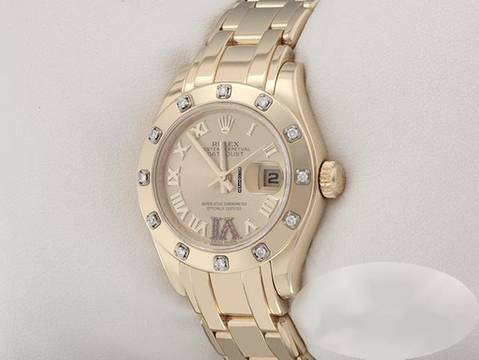  Rolex Pearlmaster 29mm 80318 Gelbgold 750 2015 Diamanten Rubine Automatik Lady 