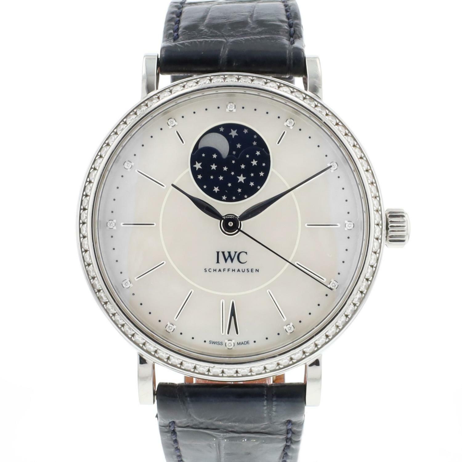  IWC Portofino Automatic Moonphase Factory Diamonds MoP Dial 