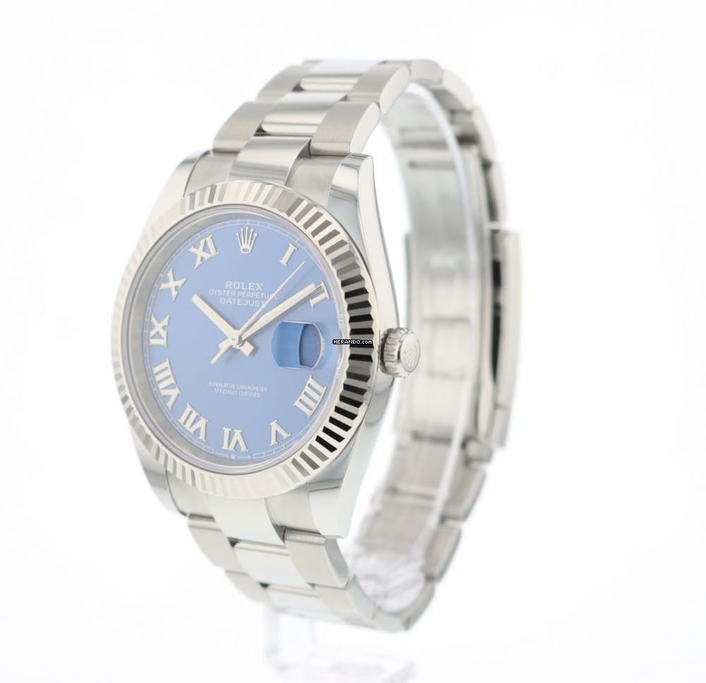 Rolex Datejust 41 Fluted Oyster Azzuro Blue Roman Dial