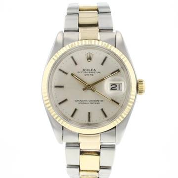 Rolex Oyster Perpetual Date 34 Oyster Fluted Steel/Gold Silver Dial 