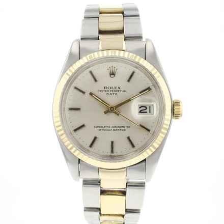 Rolex Oyster Perpetual Date 34 Oyster Fluted Steel/Gold Silver Dial 