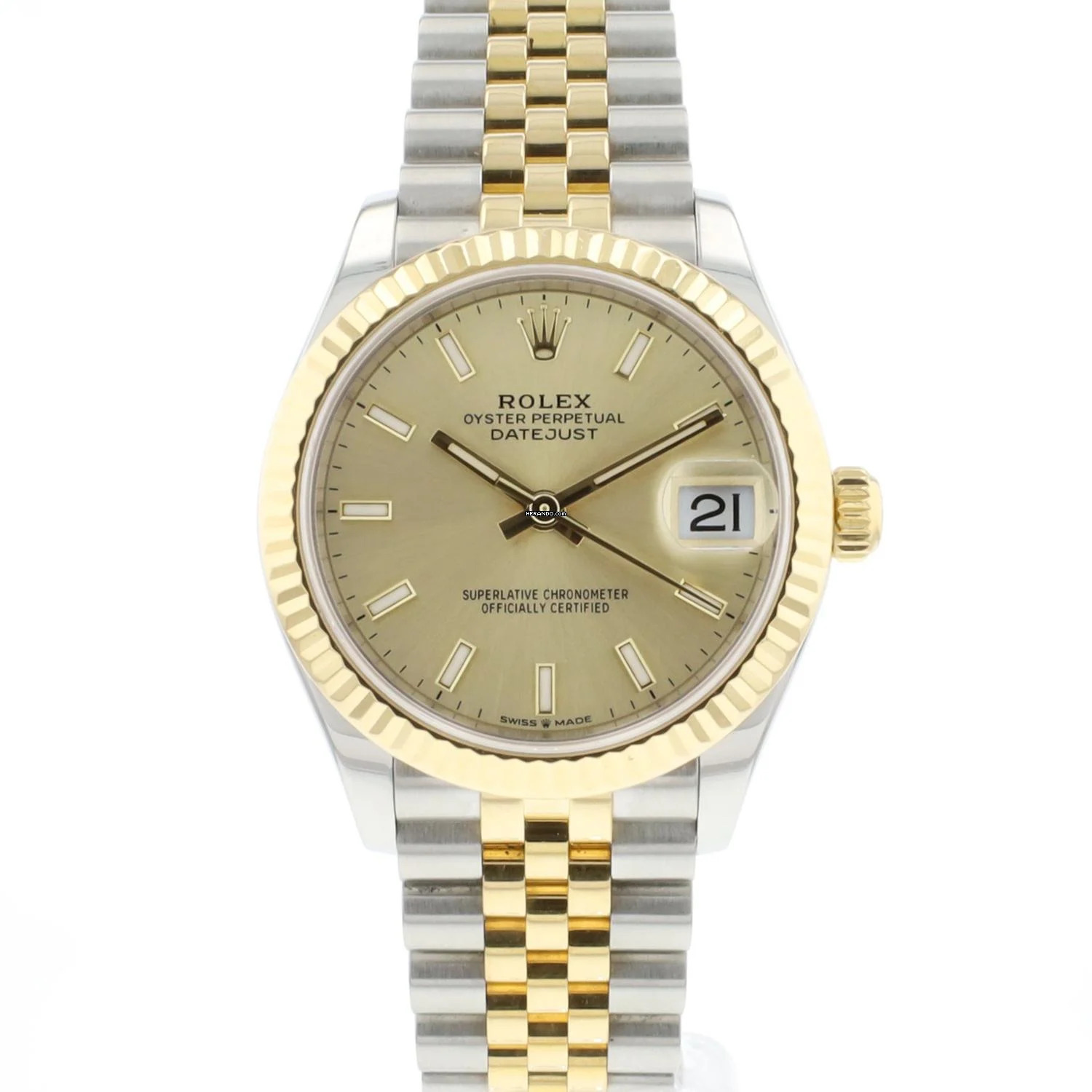 Rolex Datejust 31 Steel Gold Jubilee Fluted Champagne