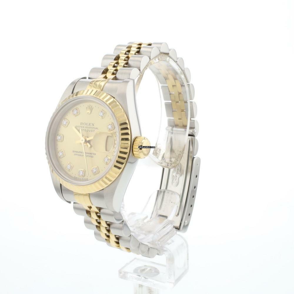 Rolex Lady-Datejust 26 Steel Gold Jubilee Fluted Champagne Diamond Dial