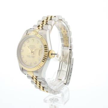  Rolex Lady-Datejust 26 Steel Gold Jubilee Fluted Champagne Diamond Dial 