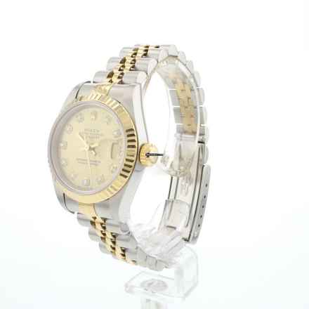  Rolex Lady-Datejust 26 Steel Gold Jubilee Fluted Champagne Diamond Dial 