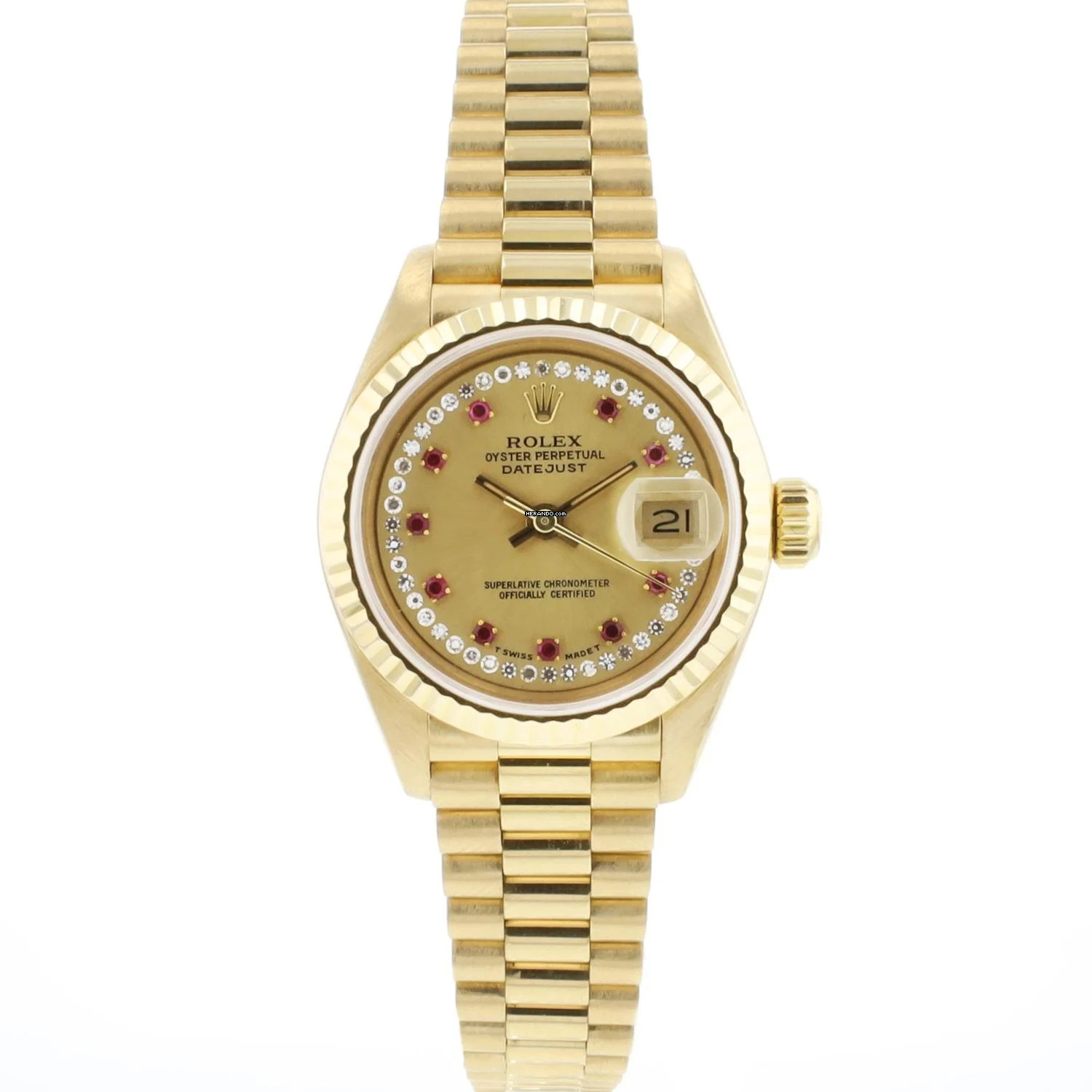Thumbnail von Rolex Lady-Datejust 26 Yellow Gold President Ruby Diamond Dial