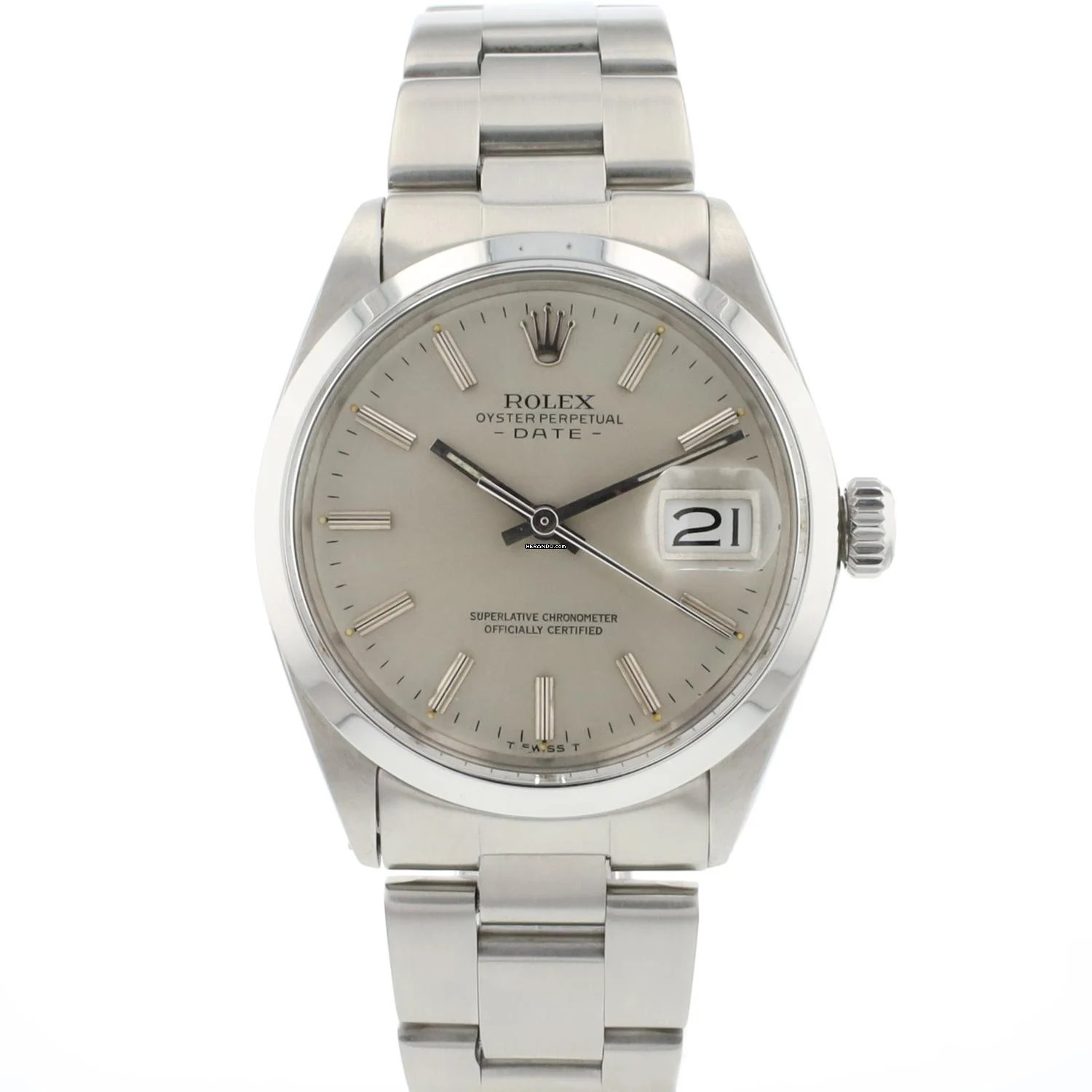  Rolex Oyster Perpetual Date 34MM Steel Oyster Silver Dial 