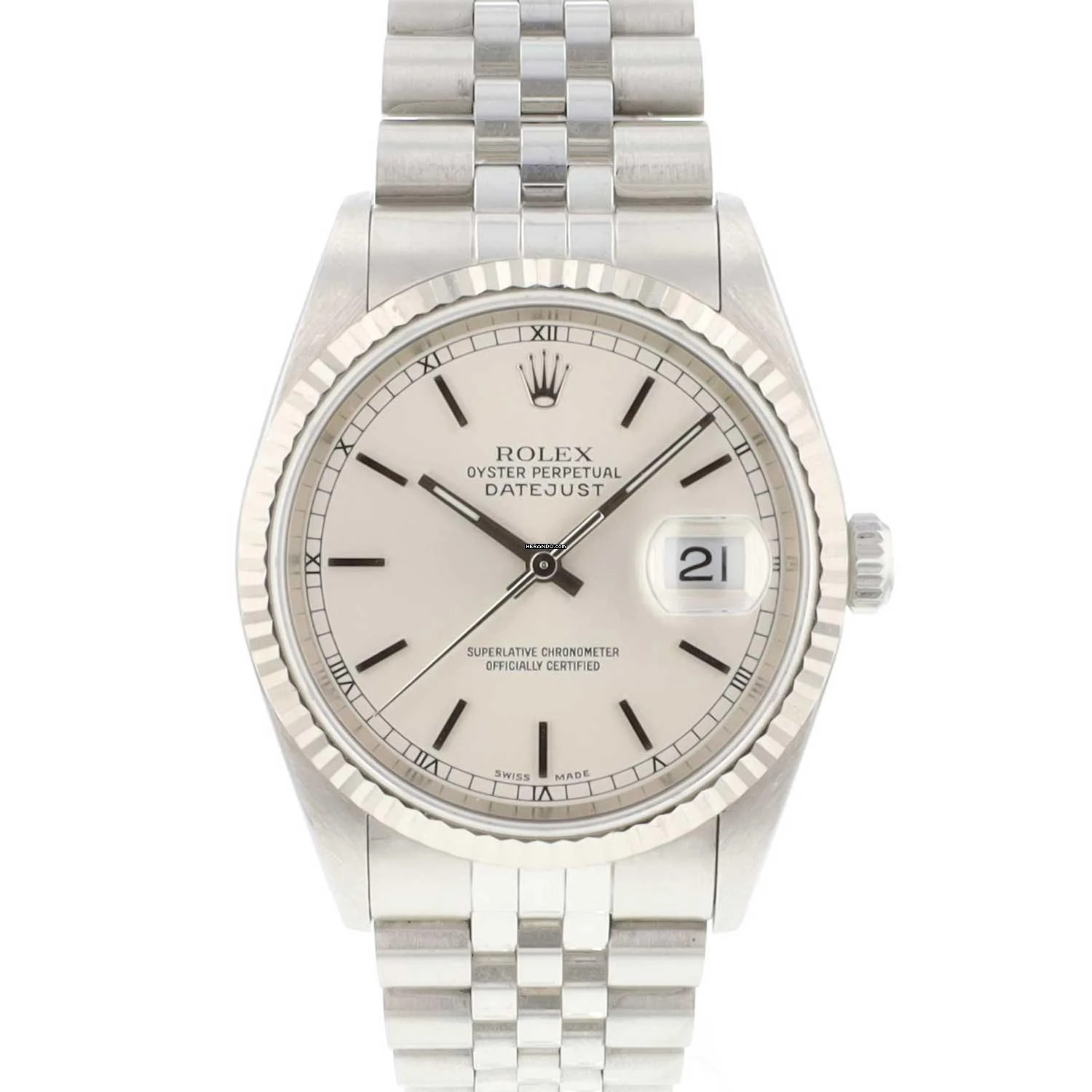  Rolex Datejust 36 Jubilee Fluted Silver Dial 