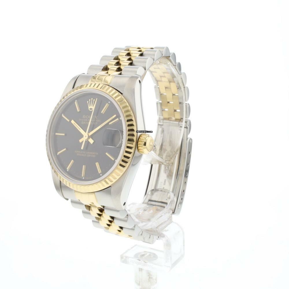  Rolex Datejust 31 Steel Gold Jubilee Fluted Black Dial 
