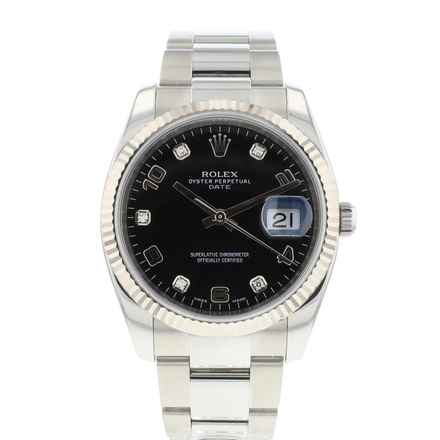  Rolex Oyster Perpetual Date 34 Oyster Fluted Factory Diamond Arabic Black Dial 