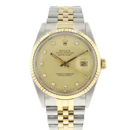  Rolex Datejust 36 Steel Gold Jubilee Fluted Champagne Diamond Dial 