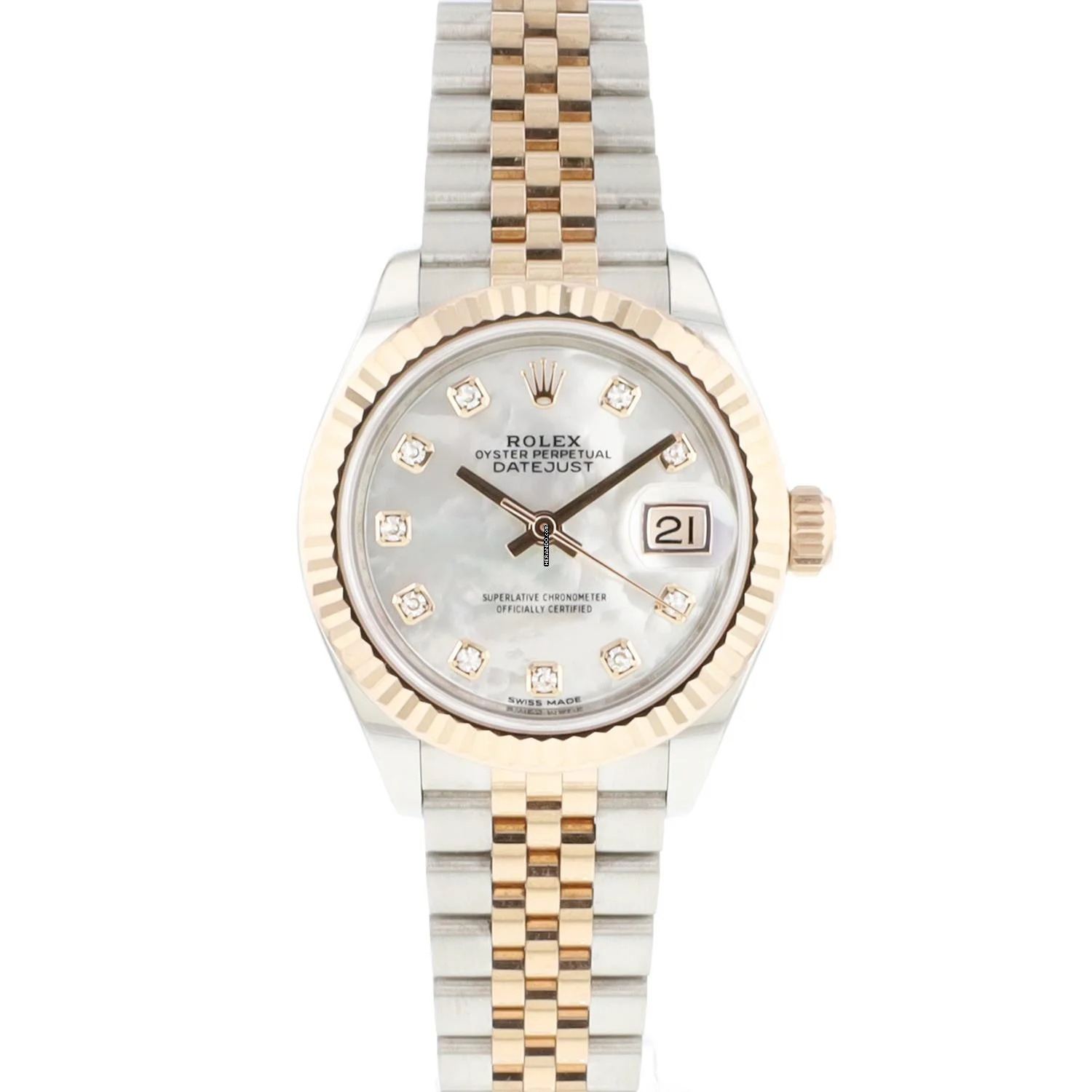 Rolex Lady-Datejust 28MM Steel Everose Gold Jubilee Fluted Diamond MoP Dial