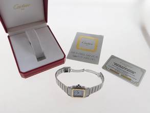 Thumbnail von Cartier Santos Herrenuhr XL Automatik Stahl Gold im Top Zustand Full Set volles Band Box Papiere komplett