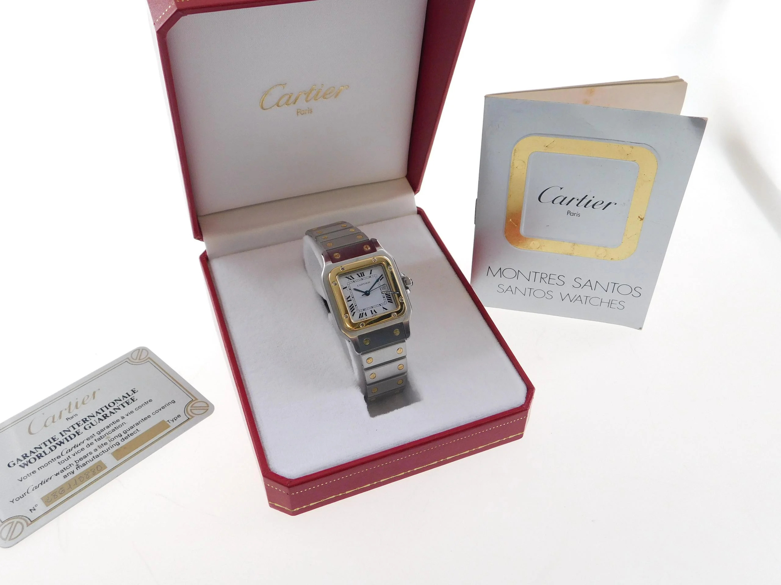 Cartier Santos Herrenuhr XL Automatik Stahl Gold im Top Zustand Full Set volles Band Box Papiere komplett