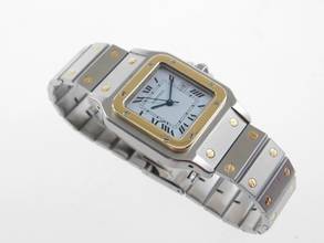 Thumbnail von Cartier Santos Herrenuhr XL Automatik Stahl Gold im Top Zustand Full Set volles Band Box Papiere komplett