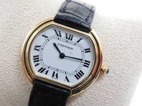 Thumbnail von Cartier Ellipse Jumbo 18 Karat Gelbgold mit original Krokoband und Faltschließe Top Zustand