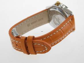 Thumbnail von Breitling Callisto Stahl Gold Medium 36mm mit original Perlmuttzifferblatt orangenes Lederband original Schließe