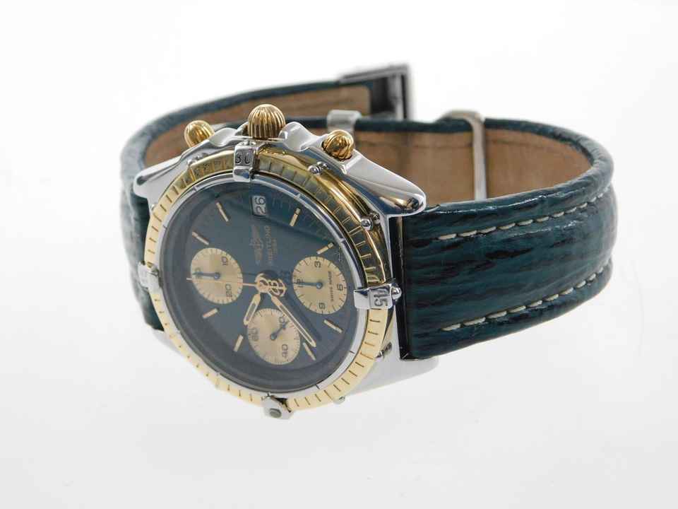  Breitling Chronomat Stahl Gold mit grünem Blatt und Haiband Faltschl. Der Klassiker im Top Zustand 