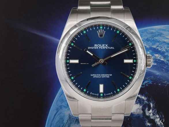  Rolex Oyster Perpetual 39 Blue Like New Ful Set 
