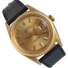 Thumbnail von Rolex Datejust 36 1607 champagne dial bark finish bezel gold 18KT 1964 Full Set