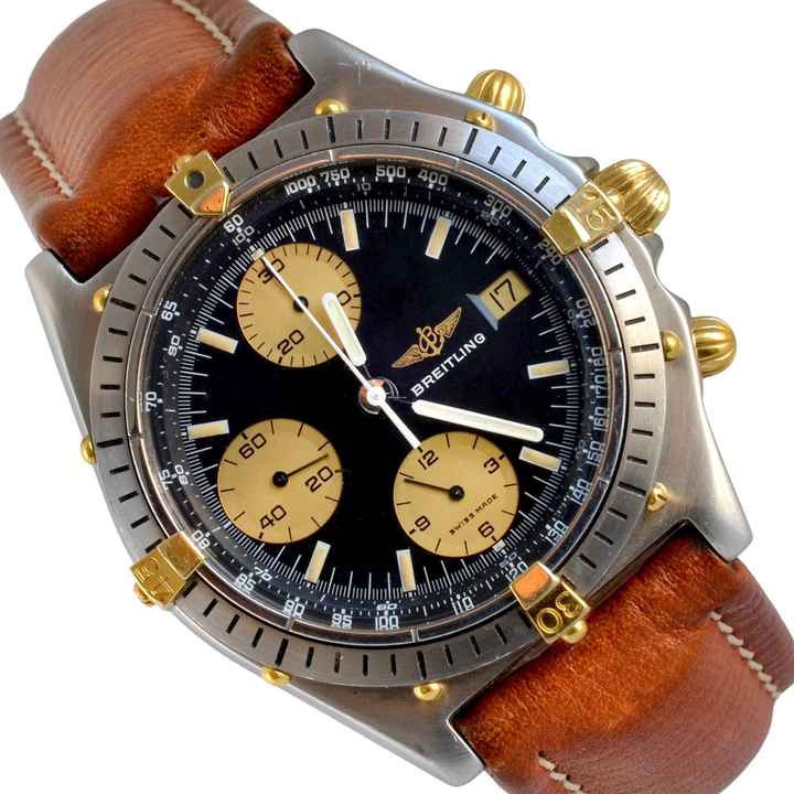  Breitling Chronomat 81950 chronograph black dial steel 1989 Full Set 