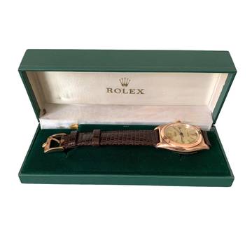  Rolex Oyster Perpetual Ovetto 3696 BubbleBack Chronometer ivory dial rose gold 18KT 1937 