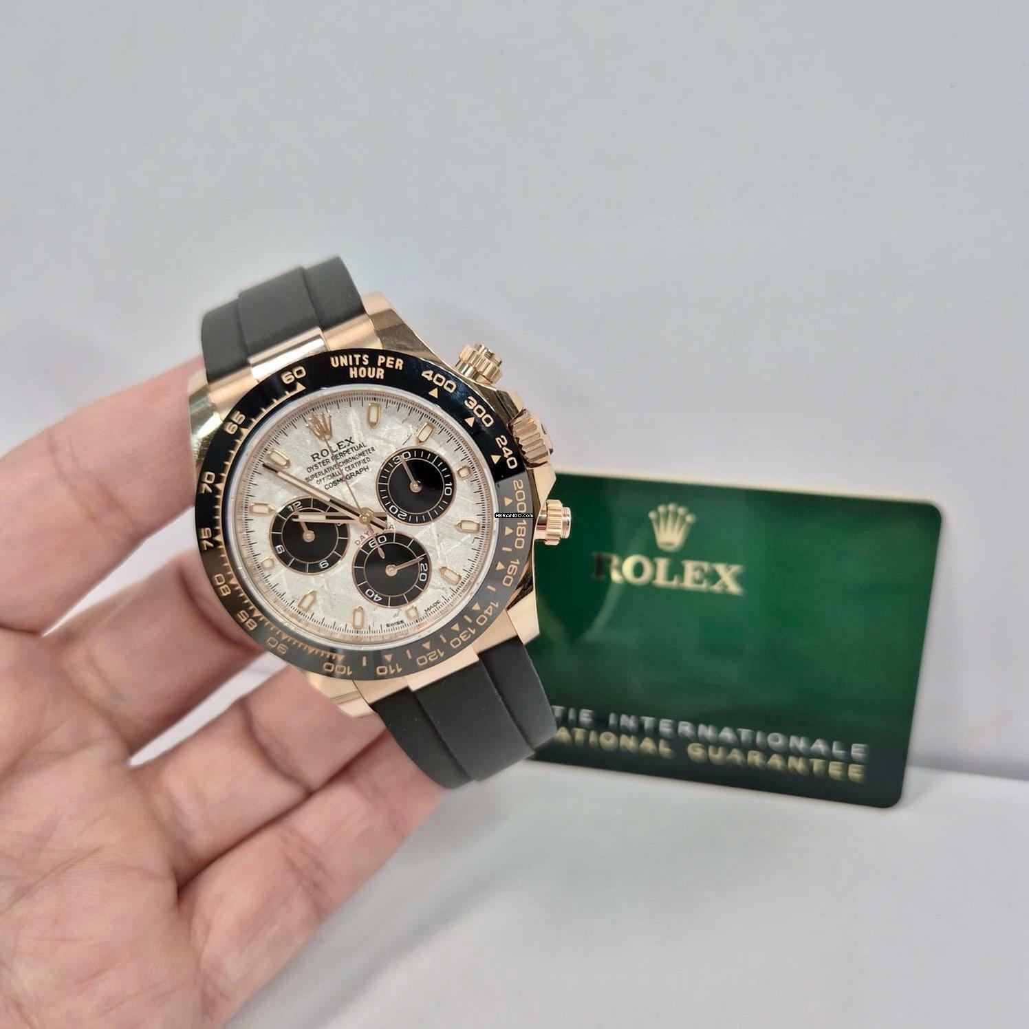 Rolex Daytona Ouro Rosé Meteorite Dial Cerâmica 40mm Automático Completo