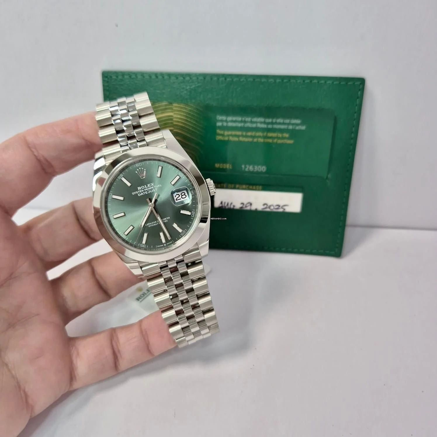 Rolex Datejust 41 41mm Green Dial Jubilee Automático Completo