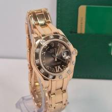 Thumbnail von Rolex Lady-Datejust Pearlmaster Diamonds Ouro Rosé Chocolate Dial 29mm Completo