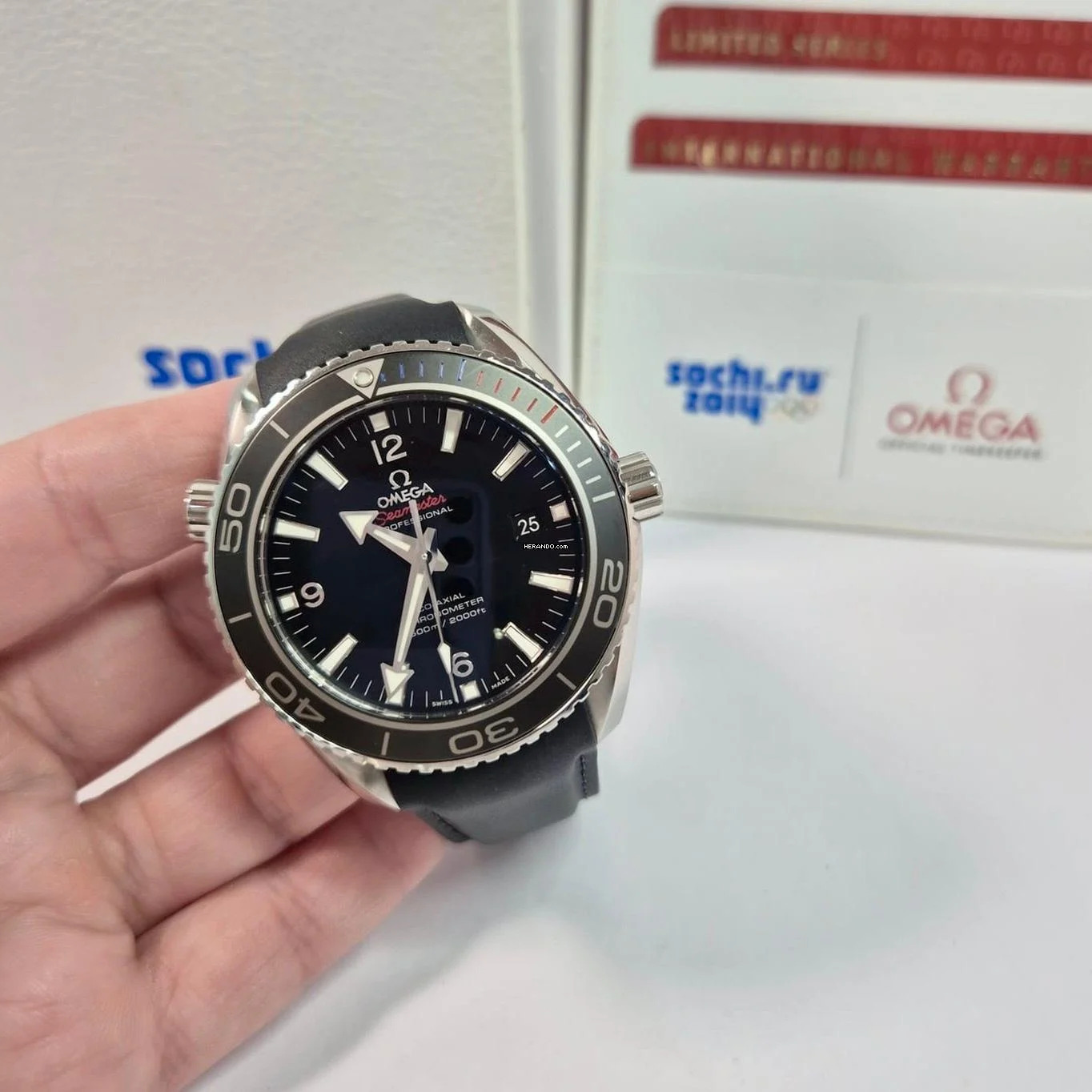 Thumbnail von Omega Seamaster Planet Ocean Sochi Limited Edition 45mm Automático Completo