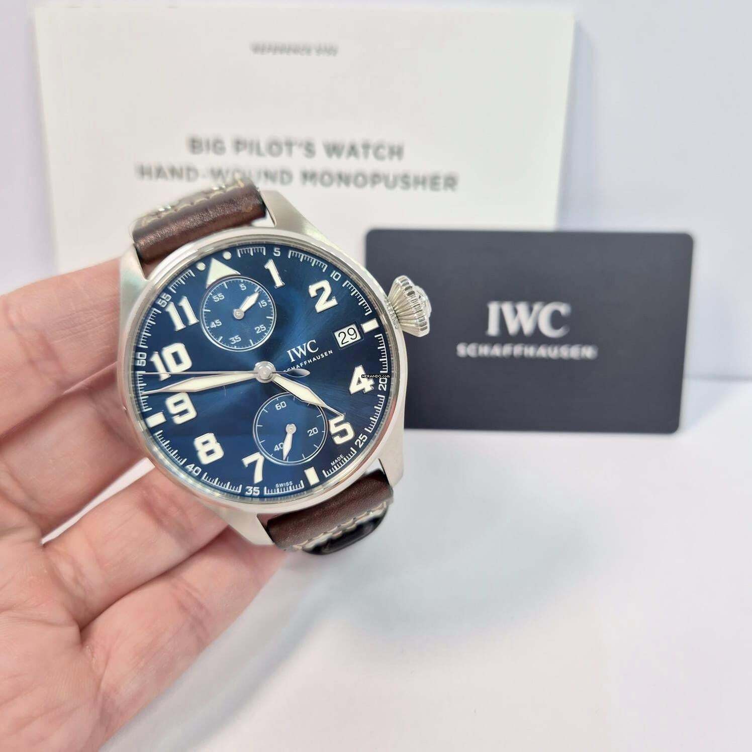  IWC Große Fliegeruhr Big Pilot Le Petit Prince Monopusher 8 Days Corda 46mm Completo 