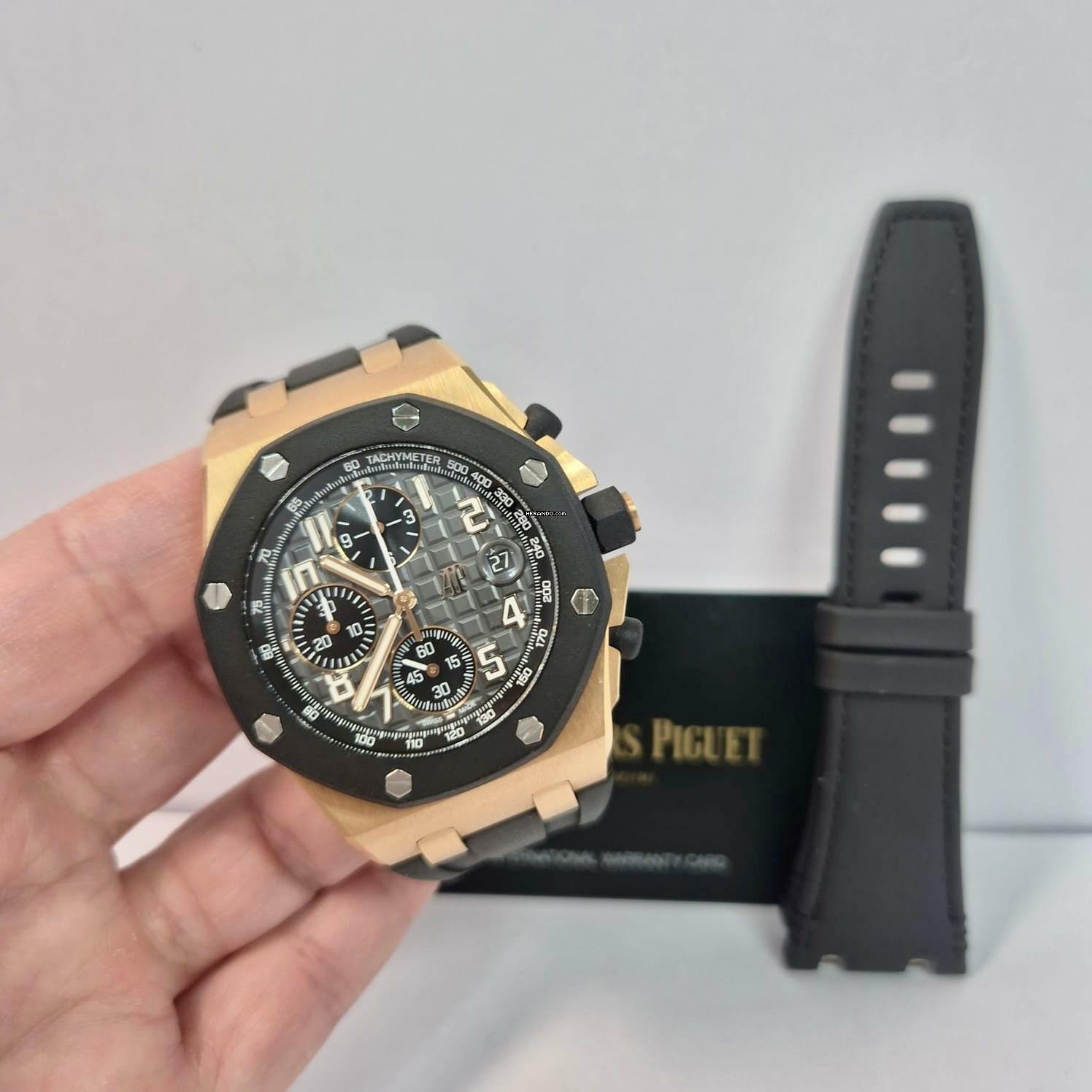  Audemars Piguet Royal Oak Offshore Chronograph Ouro Rosé 2 Pulseiras 42mm Completo 