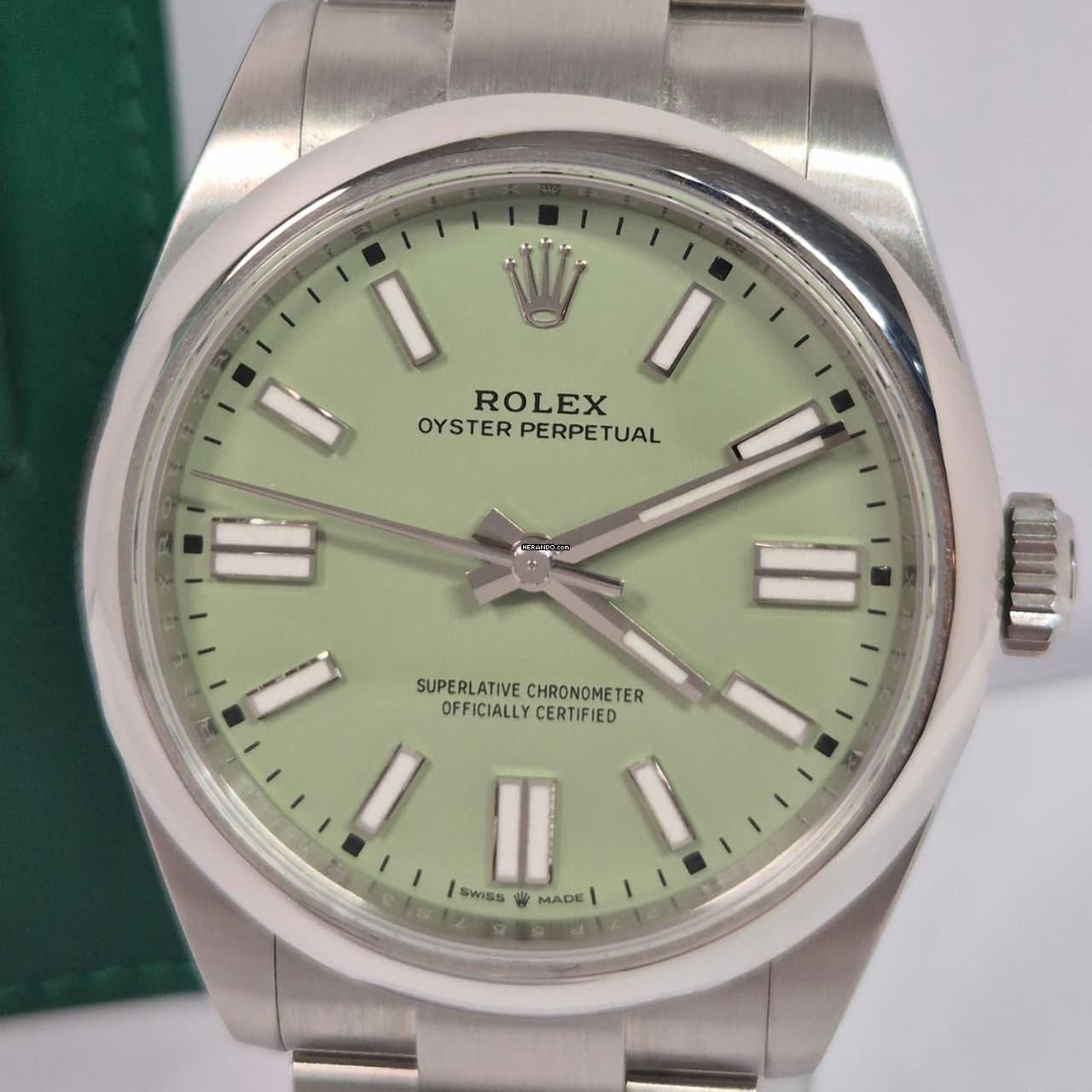 Rolex Oyster Perpetual Pistache 41mm Automático Completo