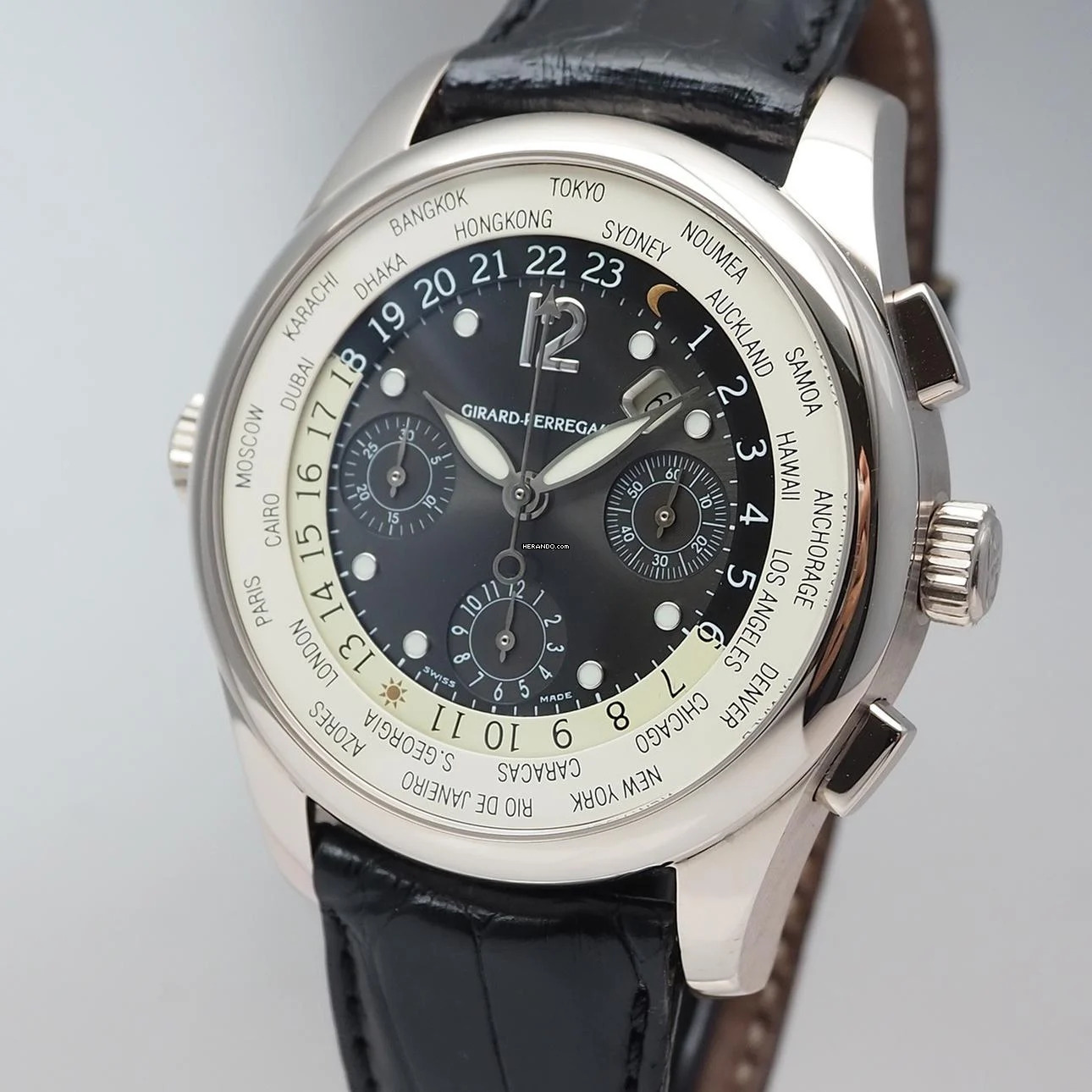  Girard Perregaux WW.TC Worldtimer Chronograph WG18k/750 Box+Papiere Full Set 