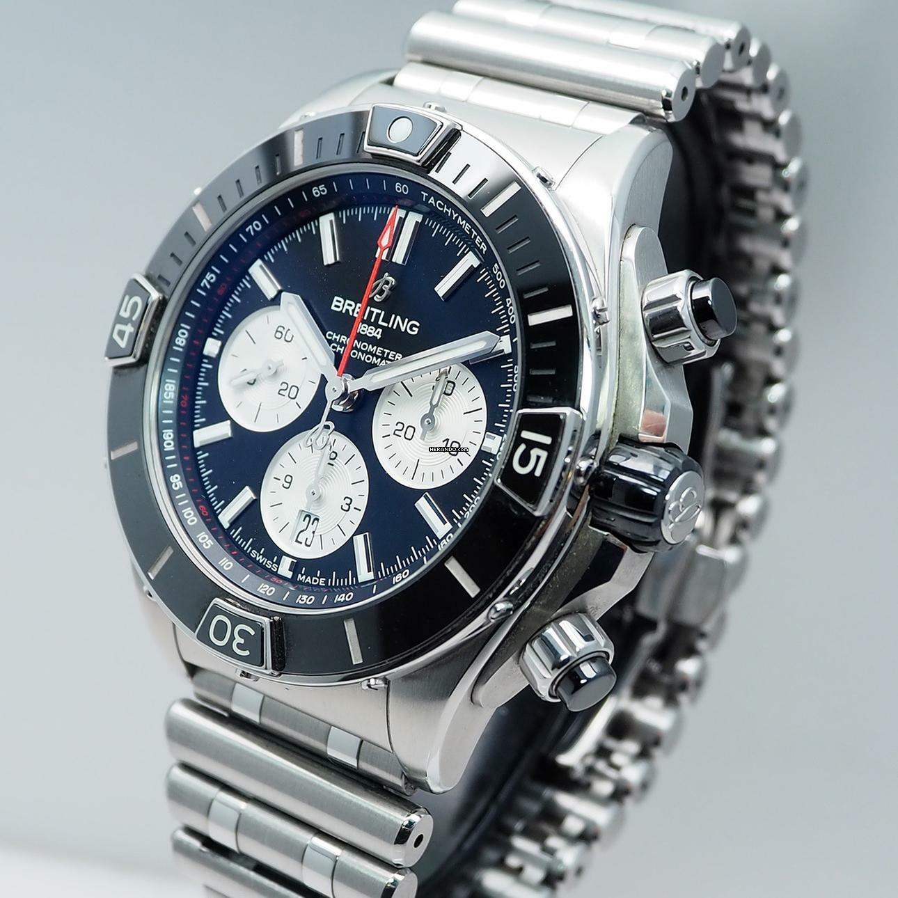  Breitling Chronomat Super Chronomat B01 44 Chronograph Stahl/Stahl Box+Papiere 