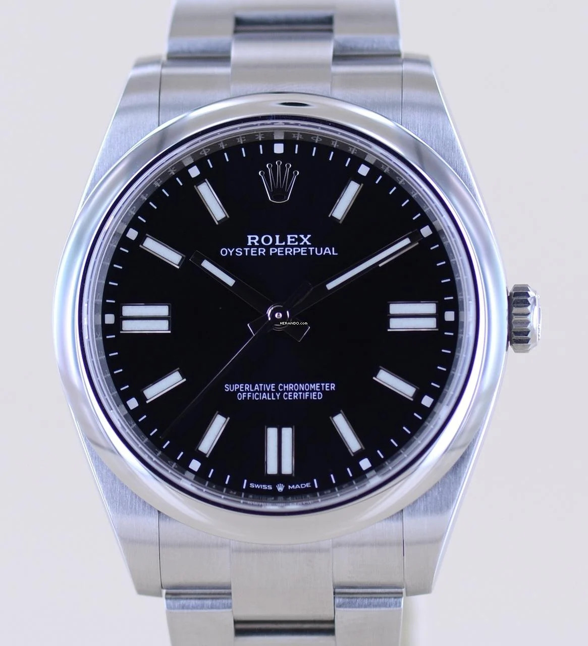 Rolex Oyster Perpetual 41 schwarz Dial Rehaut black 41mm 124300 B+P
