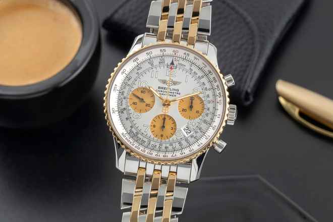  Breitling Navitimer Chronograph Stahl / Gold Automatik Herren Ref D23322 Papiere 