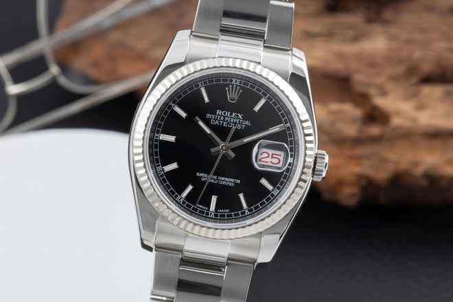  Rolex Datejust 36 Roulette Date Black Dial Stahl / Weissgold Oyster Ref. 116234 