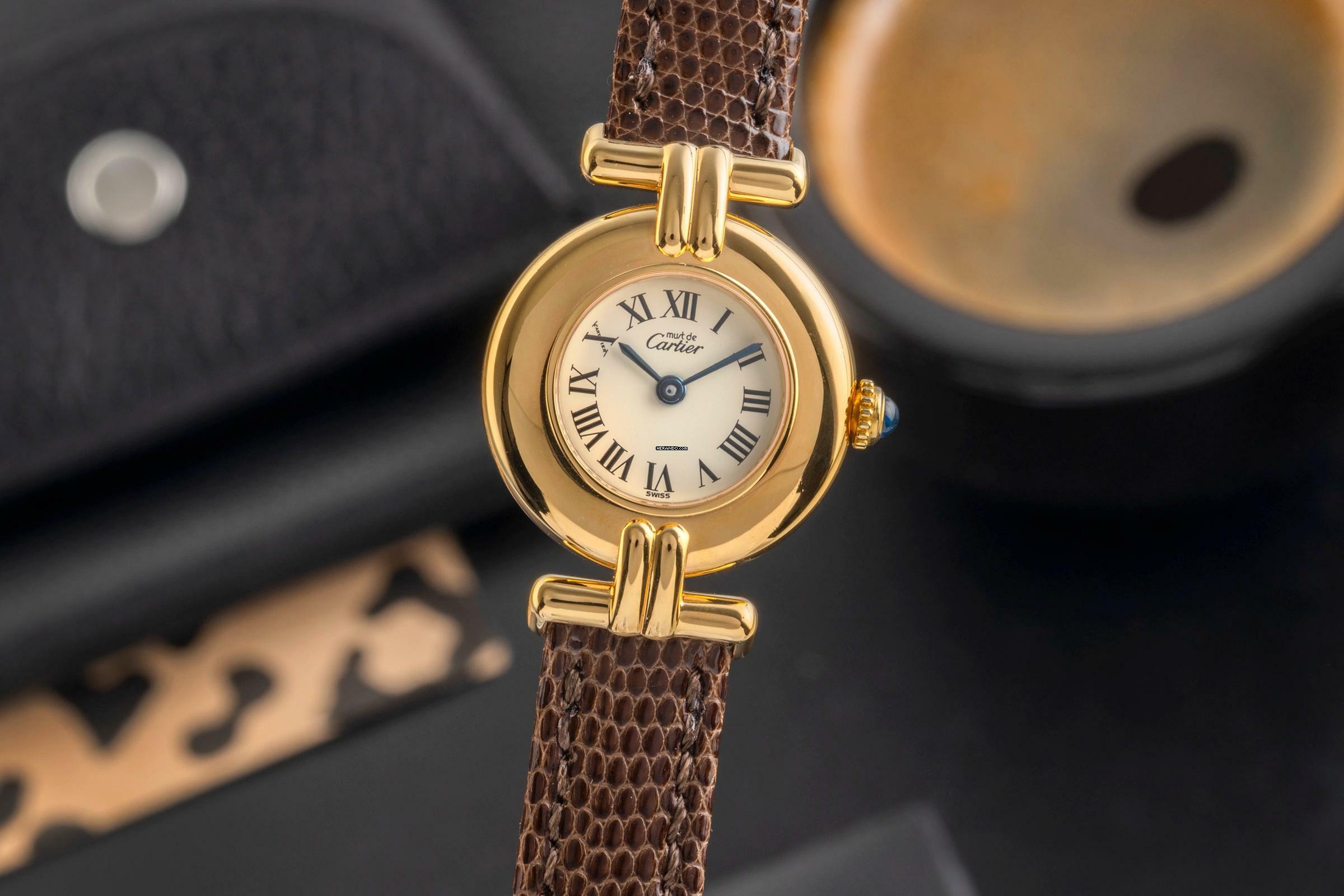  Cartier Colisée must de Cartier Vermeil Silber Damenuhr Ref. 590002 mit Papieren 