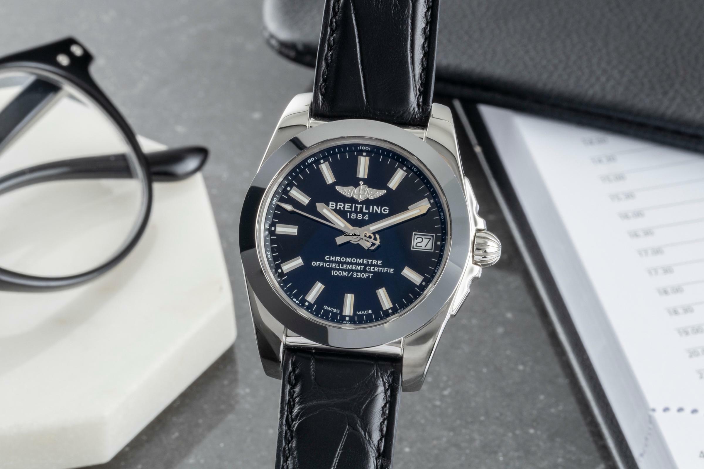 Breitling Galactic 36 Black Dial Edelstahl Quarz Herrenuhr Ref. W7433012/BE08