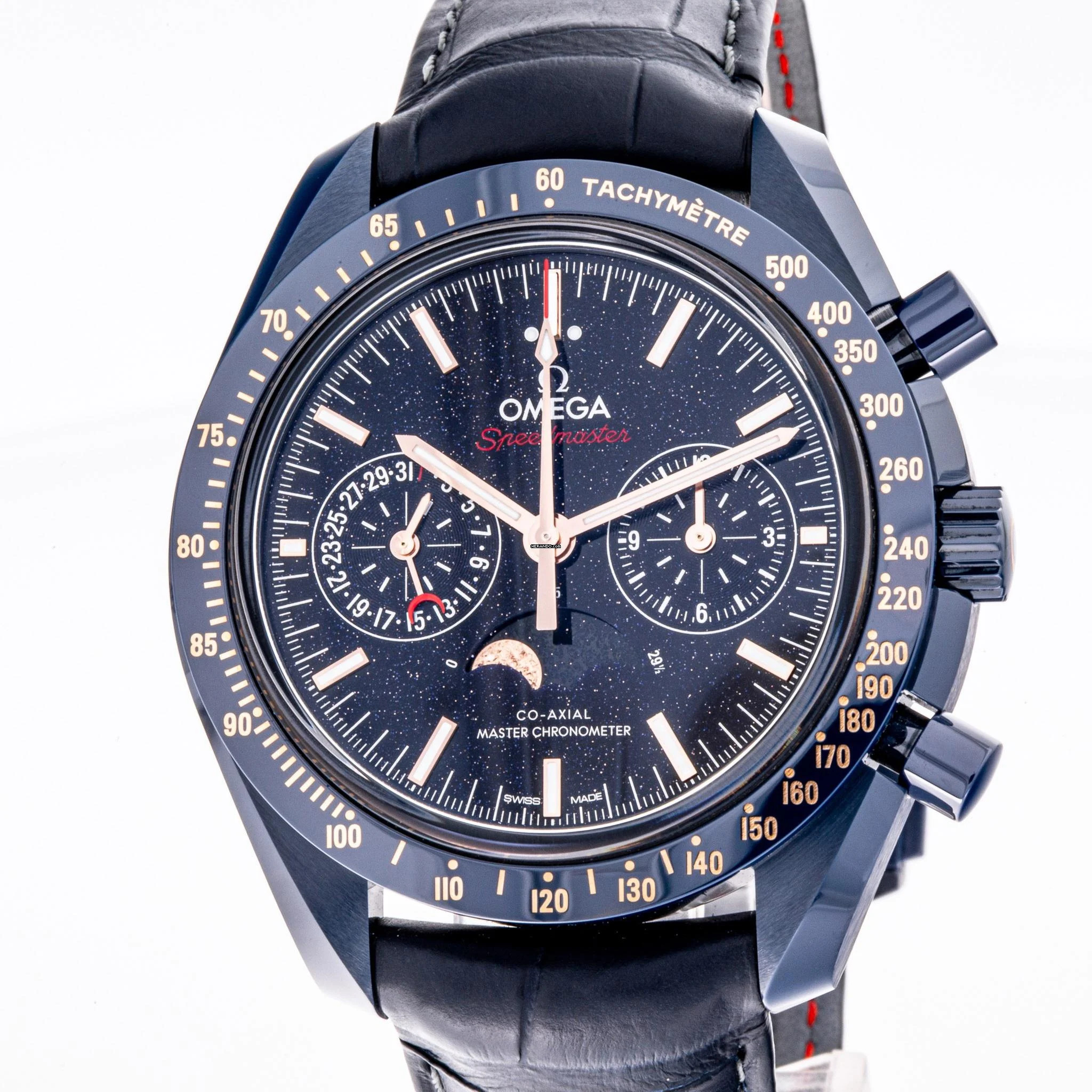  Omega Speedmaster Moonphase Moonwatch 44 Blue – 304.93.44.52.03.002 – like NEW – 2023 Full Set 